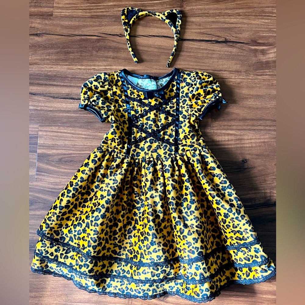 Koala Kids 3T Girls Cat Costume Leopard Print Dress with Tail & Headband